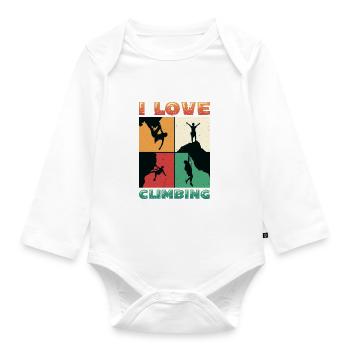 Ich Liebe Klettern, Felsklettern - Baby Bio-Langarm-Body - Weiß - Vorne