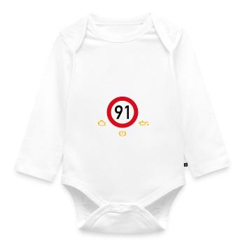 91. Geburtstag Schonend Behandeln 91 Alte Kiste 91 - Baby Bio-Langarm-Body - Weiß - Vorne