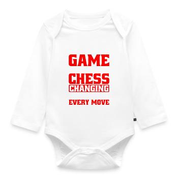 Life Is Like A Game Of Chess - Organic Longsleeve Baby Bodysuit - white - Front
