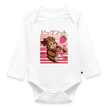 Bigfoot Kawaii Erdbeer-Milchshake - Baby Bio-Langarm-Body - Weiß - Vorne