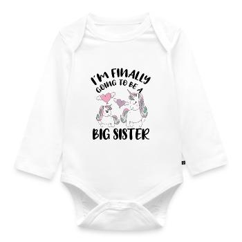 Unicorn I'm Finally Going To Be A Big Sister Gift - Organic Longsleeve Baby Bodysuit - white - Front
