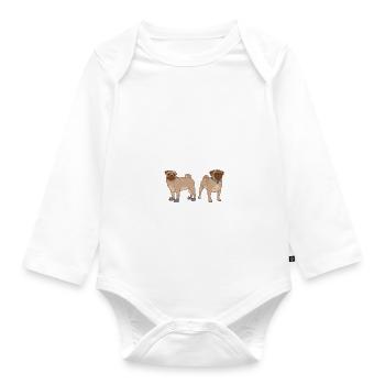 Pug Gifts for Pug Lovers - Baby Bio-Langarm-Body - Weiß - Vorne
