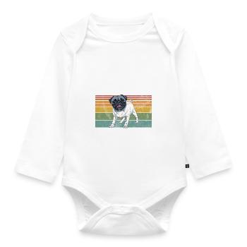 Pug Gifts for Pug Lovers - Baby Bio-Langarm-Body - Weiß - Vorne