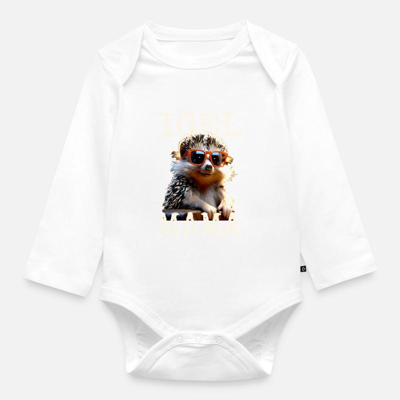 Igel Mama Mom Igelfrau Muttertag Igelmama Igel Mum - Baby Bio-Langarm-Body - Weiß
