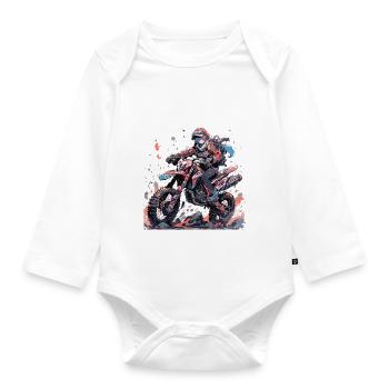 Motocross Dirtbike Motocross Motorrad Enduro - Baby Bio-Langarm-Body - Weiß - Vorne