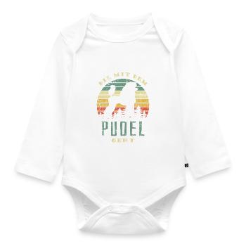 Die mit dem Pudel geht - Gassi gehen - Baby Bio-Langarm-Body - Weiß - Vorne