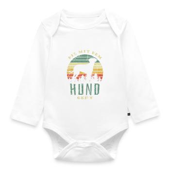 Die mit dem Hund geht - Gassi gehen - Baby Bio-Langarm-Body - Weiß - Vorne