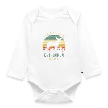Die mit dem Chihuahua geht - Gassi gehen - Baby Bio-Langarm-Body - Weiß - Vorne