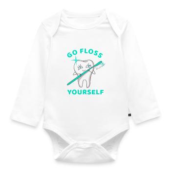 Allez passer la soie dentaire vous-même - Body Bébé bio manches longues - blanc - Devant
