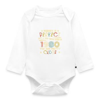 1980 Anniversaire Vintage Personne n’est parfait - Body Bébé bio manches longues - blanc - Devant