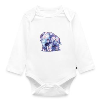Elephant Elephant Elephant Baby Pachyderm - Organic Longsleeve Baby Bodysuit - white - Front
