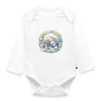 Turtle Lizard Turtle Baby Turtles - Organic Longsleeve Baby Bodysuit - white - Front