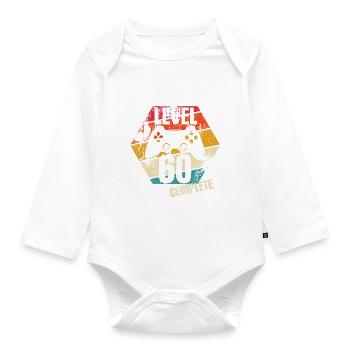 Level 60 Complete - Gamer - Birthday - Gift - Organic Longsleeve Baby Bodysuit - white - Front
