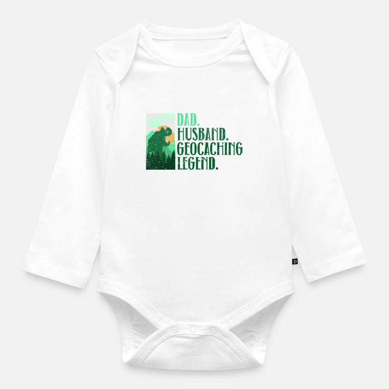 Vater. Ehemann. Geocaching-Legende. - Geocaching - Baby Bio-Langarm-Body - Weiß
