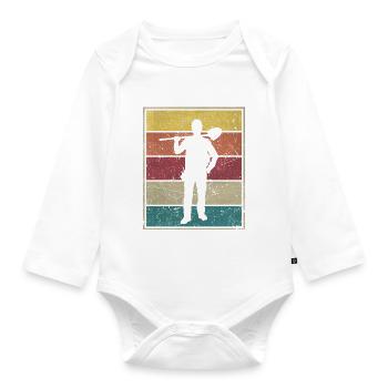Construction Worker Shovel - Organic Longsleeve Baby Bodysuit - white - Front