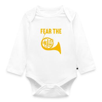 Horn Brass Instrument - Organic Longsleeve Baby Bodysuit - white - Front