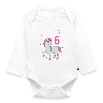 Reiterin Pferd Reitsport 6. Geburtstag Pony Reiten - Baby Bio-Langarm-Body - Weiß - Vorne