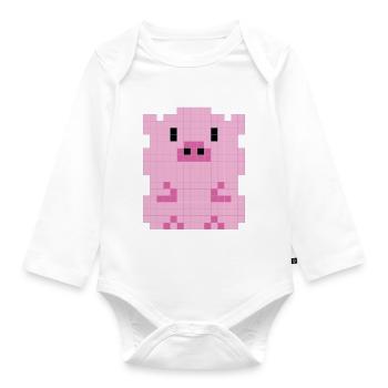 A pixelated piglet - Organic Longsleeve Baby Bodysuit - white - Front