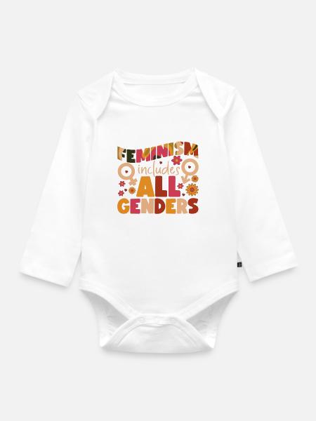 Feminist Feminism Includes All - Baby Bio-Langarm-Body - Weiß