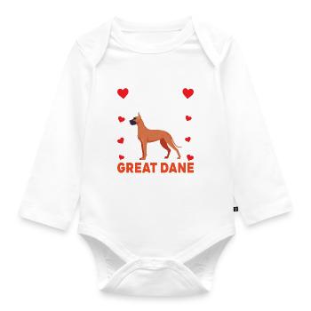 Great Dane Gifts - Baby Bio-Langarm-Body - Weiß - Vorne