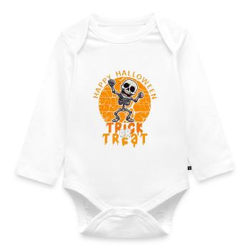 Halloween Design Creepy Skeleton Design - Organic Longsleeve Baby Bodysuit - white - Front