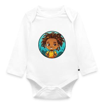 Afro Black Kid Young Girl Empowerment Dreadl - Organic Longsleeve Baby Bodysuit - white - Front