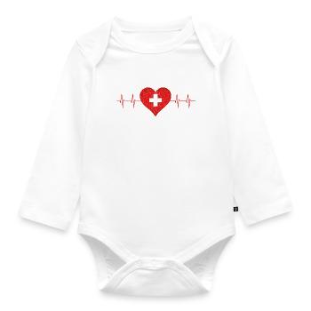 Schweiz Switzerland Swiss - Baby Bio-Langarm-Body - Weiß - Vorne