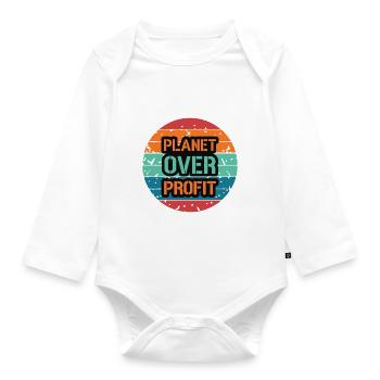 Planet over Profit - Organic Longsleeve Baby Bodysuit - white - Front
