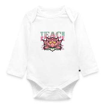 Teaching Peace - Organic Longsleeve Baby Bodysuit - white - Front