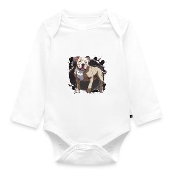 Pitbull Pitbull Chien Pitbull Vêtements Pitbulls - Body Bébé bio manches longues - blanc - Devant