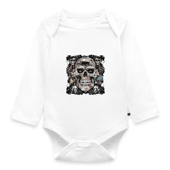 Totenkopf Totenschädel Skulls Skull - Organic Longsleeve Baby Bodysuit - white - Front