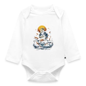 Creepy angler creepy Halloween fisherman - Organic Longsleeve Baby Bodysuit - white - Front