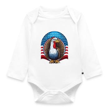 Patriotic USA Turquie Thanksgiving - Body Bébé bio manches longues - blanc - Devant