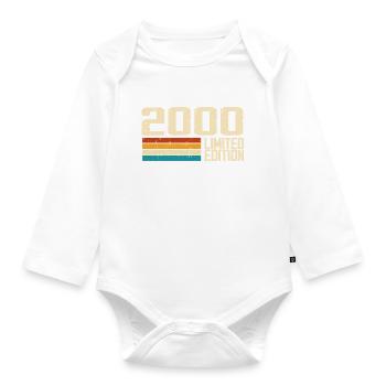 Born in 2000 - Vintage 2000 Retro Birthday - Organic Longsleeve Baby Bodysuit - white - Front