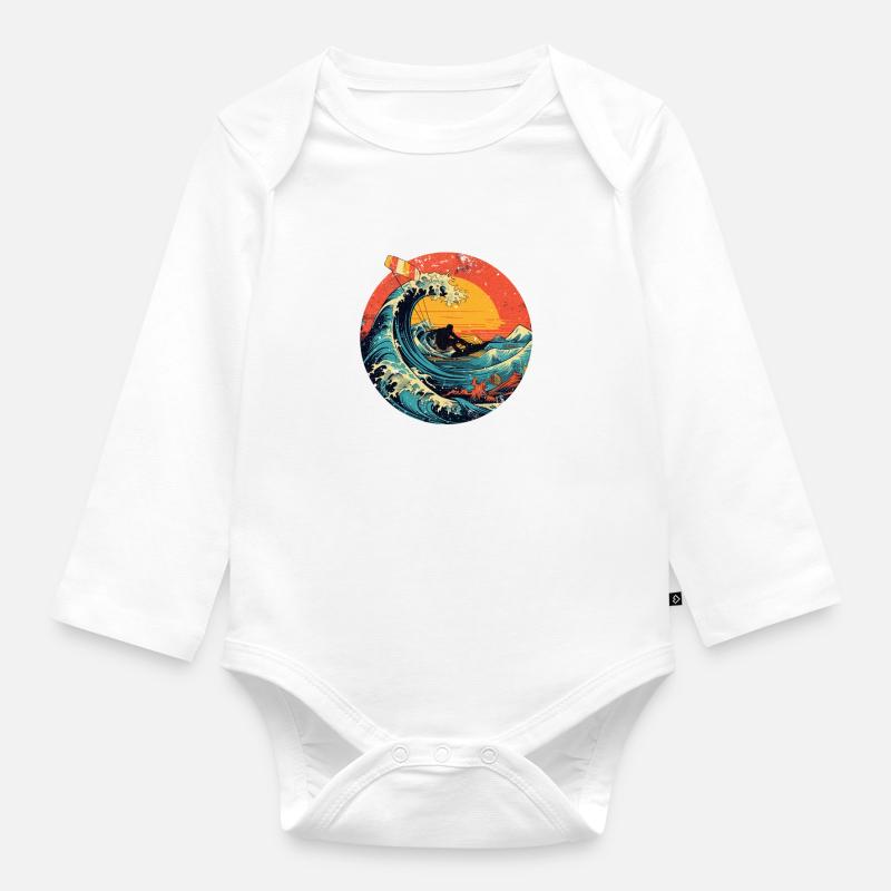 kitesurf kitesurf kitesurf kite surf planche - Body Bébé bio manches longues - blanc