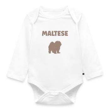 Maltese Owner Gifts - Baby Bio-Langarm-Body - Weiß - Vorne