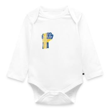Fierté suédoise Drapeau suédois cultivé - Body Bébé bio manches longues - blanc - Devant