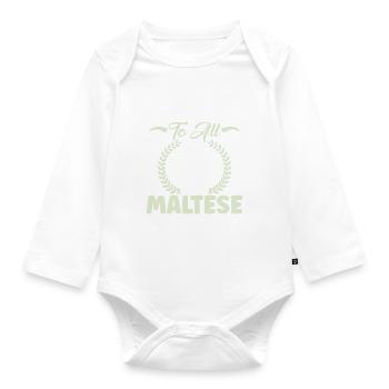 Maltese Owner Gifts - Baby Bio-Langarm-Body - Weiß - Vorne