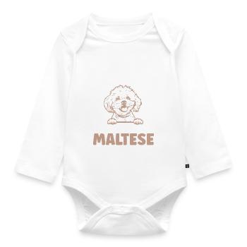 Maltese Owner Gifts - Baby Bio-Langarm-Body - Weiß - Vorne
