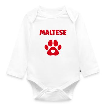 Maltese Owner Gifts - Baby Bio-Langarm-Body - Weiß - Vorne