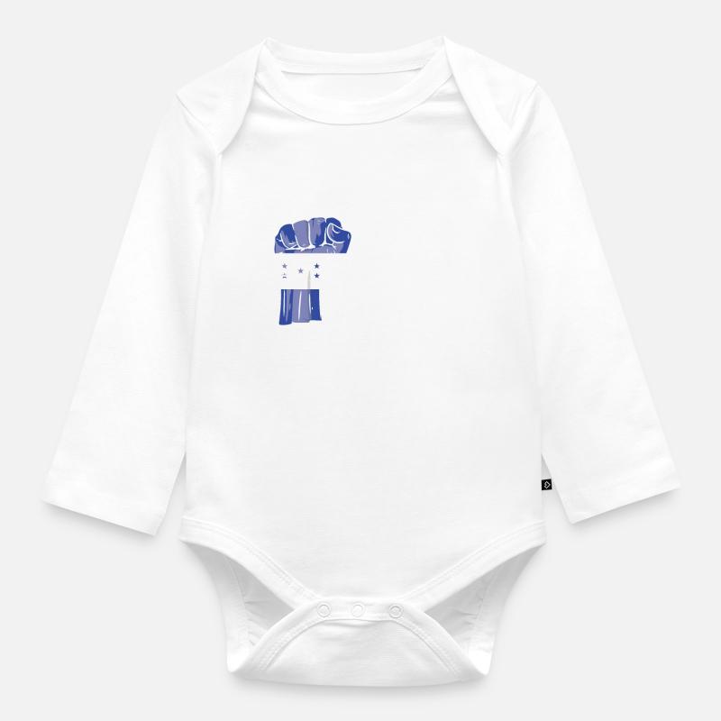 Fierté hondurienne Drapeau hondurien - Body Bébé bio manches longues - blanc