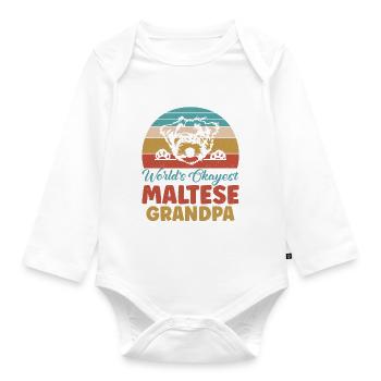 Maltese Owner Gifts - Baby Bio-Langarm-Body - Weiß - Vorne