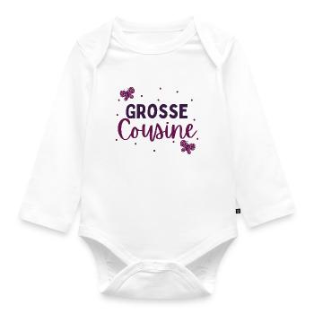 Große Cousine 2024 Loading Schmetterling Herz - Baby Bio-Langarm-Body - Weiß - Vorne