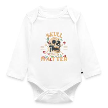 Skull Skull Skulls Skull Saying - Organic Longsleeve Baby Bodysuit - white - Front