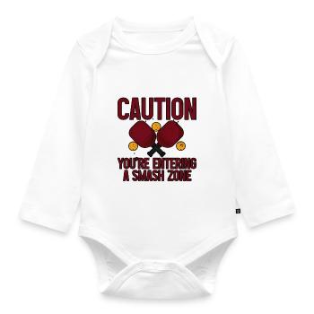 Caution You're Entering A Smash Zone 3 - Organic Longsleeve Baby Bodysuit - white - Front