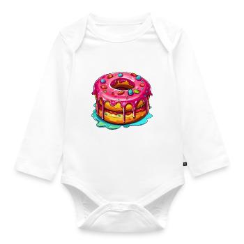 Der glasierte Doppel Donut - Baby Bio-Langarm-Body - Weiß - Vorne