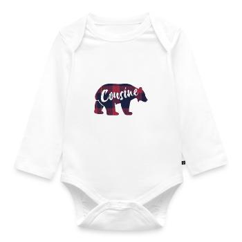 Cousine Ours Idée Cadeau Assortis Pour La Famille - Body Bébé bio manches longues - blanc - Devant