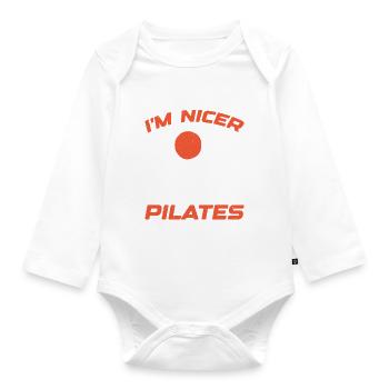 I'm Nicer After Pilates 2 - Baby Bio-Langarm-Body - Weiß - Vorne