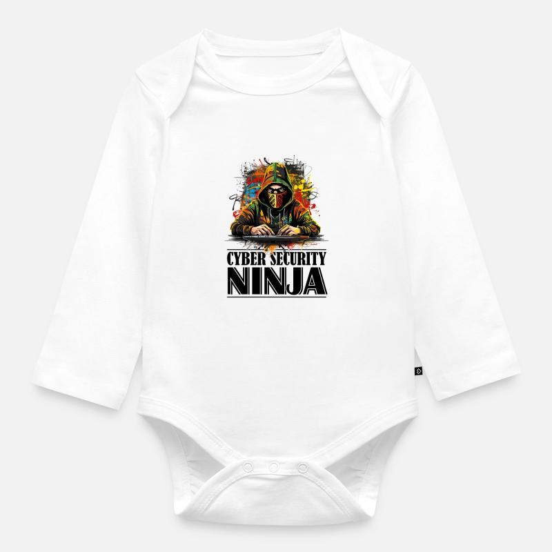Ethischer Hacker entfesselt: Cyber Security Ninja - Baby Bio-Langarm-Body - Weiß