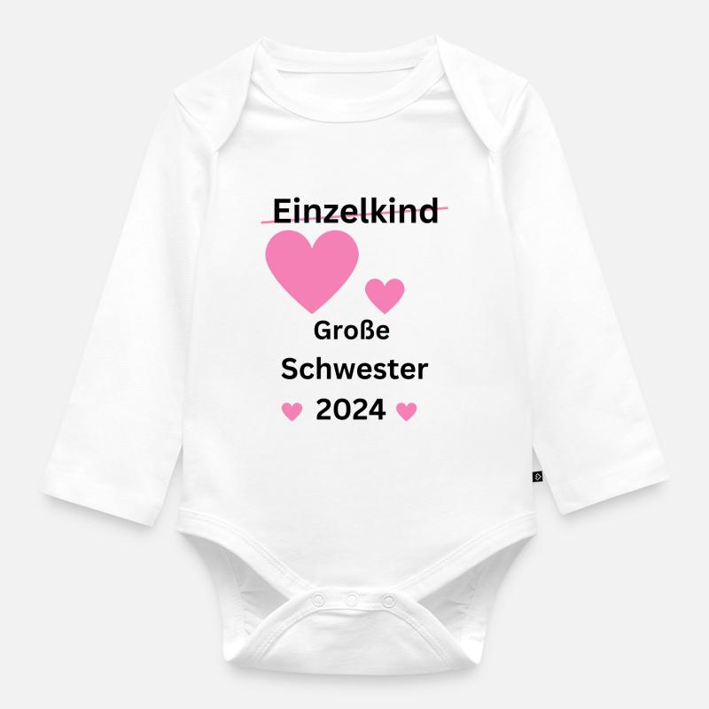 Ich werde große Schwester - Baby Bio-Langarm-Body - Weiß